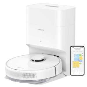 DREAME D10 Plus Gen 2 Robot Vacuum Cleaner with Automatic Dust Emptying, Stores up to 90 Days of Dust, LiDAR Navigation, 6000 Pa Suction Power for Carpets and Pet Hair, 285-Minute Battery, White